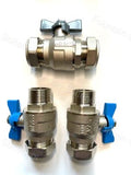Water Softener Full Flow Isolation Valves 22mm (pair) & Bypass