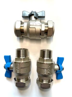 Water Softener Full Flow Isolation Valves 28mm (pair) & Bypass
